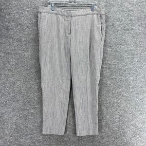 New H&M Pants Women 14 Gray Mid Rise Pleated Pockets Skinny Casual Chino Comfort